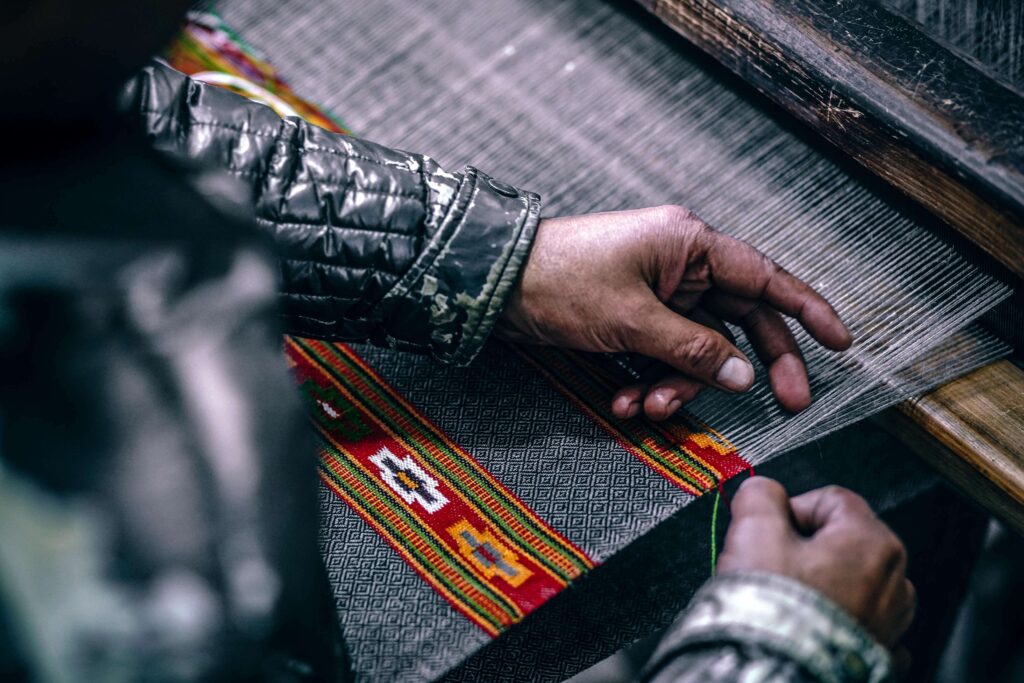 hand knitting a persian rug